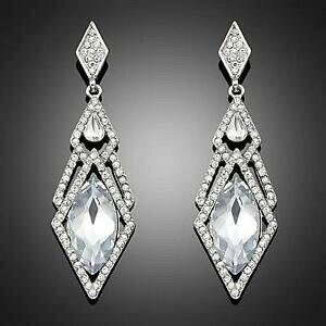 �y���������z�W���G���[�E�A�N�Z�T���[ �u�[�N���h���C���X�����t�X�L�[R�G�������c���T���W�����}���e�B�b�N�g�����X�y�A�����gboucles doreilles swarovskiR elements losanges longues romantique transparent