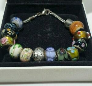 �y���������z�W���G���[�E�A�N�Z�T���[ ���[���b�p�V���o�[�T�[�y���g�g�[���u���X���b�g×�t���[�����~�b�N�X�J���[�K���X�p�[��tono argento europeo serpente braccialetto con 12 x florealemisto colorato p