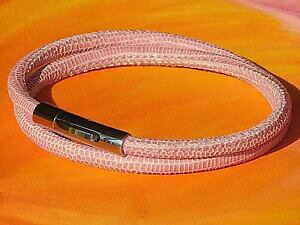 yzWG[EANZT[ CxCA[gsNvgU[XeXX`[uXbgdonna 4mm rosa stampato in pelle amp; bracciale in acciaio inossidabile da lyme bay art