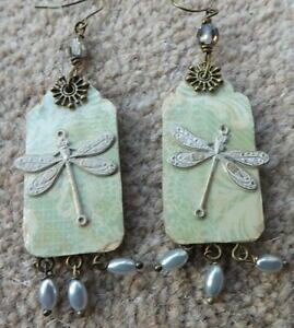 yzWG[EANZT[ xCOeNjbNnhChO[Ebhp[orecchini libellula tecnica mista verde fatto a mano legno perle