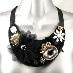 yzWG[EANZT[ t[S[hXp[NZuXe[ggubN[X{lbNXoro floreale sparkle celebrita statement pizzo nero bib collana della barra multifu