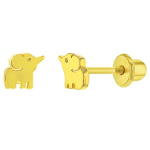 yzWG[EANZT[ S[hbLCO18k placcato oro elefante prosperita buona fortuna vite retro bambini orecchini