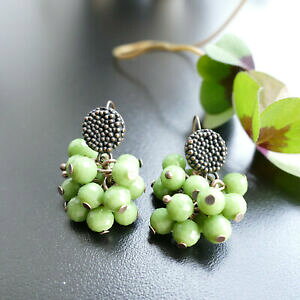 yzWG[EANZT[ WG[COuYO[p[uhEJeBABbigiotteria orecchini bronzorame, verdi uva perle, di catia levy