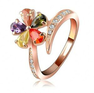 yzWG[EANZT[ ObL[YS[hNX^}`TCYanello raffinato a forma di fiore placcato oro rosa e cristalli, multi taglie