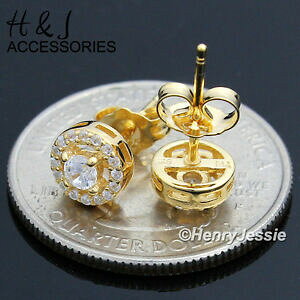 yzWG[EANZT[ YfB[XVo[X^[OuOEhS[hCOuomini donne 925 argento sterling 7mm bling rotondo oro orecchini a 3d * ge107