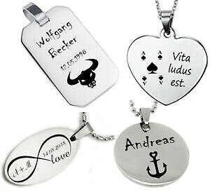 yzWG[EANZT[ g[[XeX`F[id massiccio rimorchio in 4 forme dog tag incisione a scelta catena in acciaio inox