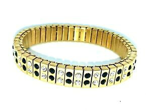 �y���������z�W���G���[�E�A�N�Z�T���[ �X�`�[���N���X�^���u���X���b�gcollegamento in acciaio inox oro elastico braccialetto elasticonero e trasparente crystal