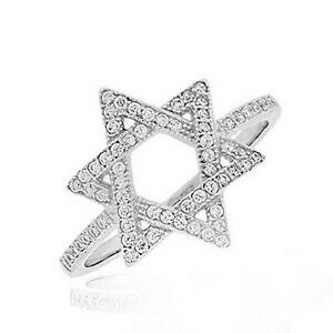 【送料無料】ジュエリー・アクセサリー デビッドアネロフェデシルバースターリングホワイトトランスペアレントスター925 argento sterling bianco trasparente cz stella di david anello fede