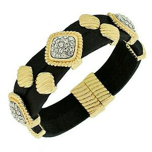 yzWG[EANZT[ ubNU[CG[J[S[hzCgNX^uXbguXbgnero pelle giallo color oro bianco cristalli cz donna cinturino bracciale