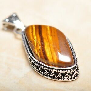 yzWG[EANZT[ nhCh^CK[ACVo[X^[OfUCBe[Wy_gfatto a mano di tigre occhio 925 argento sterling design vintage ciondolo 2