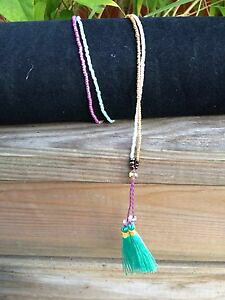 yzWG[EANZT[ p[RA[uXbgGp[~LAxbN||F[Zbgparure collier bracelet en perle miyuki avec pompon vert set