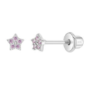 yzWG[EANZT[ Vo[X^[OgWRsNXN[X^[gCO925 argento sterling piccoli zirconi stella rosa vite retro orecchini per bimba