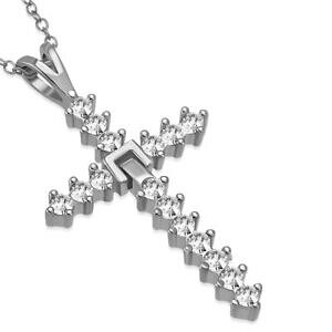 yzWG[EANZT[ Vo[X^[OzCggXyAgNXlbNXy_g925 argento sterling bianco trasparente cz religioso croce collana con ciondolo,