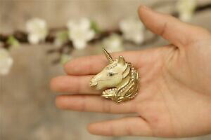 �y���������z�W���G���[�E�A�N�Z�T���[ �u���V���A�[���f�R�h���A�j�}���e�e�h���R���k�x�[�W�����g��broche art deco dore animale tete de licorne email beige retro xz12