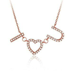 yzWG[EANZT[ X^[O[YS[hbLWRL[rbNlbNXnuovo 925 sterling rosa placcato oro zircone cubico i cuore you collana