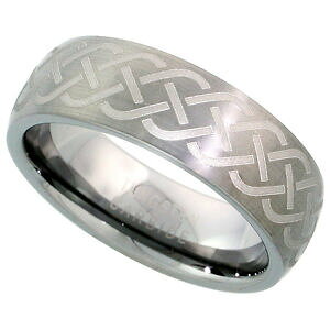 �y���������z�W���G���[�E�A�N�Z�T���[ �^���O�X�e���P���g���f���u���V7mm tungsteno bombato fede nuziale inciso nodo celtico modello, brushed finitura