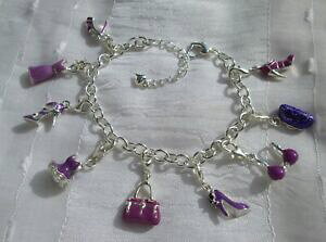 �y���������z�W���G���[�E�A�N�Z�T���[ �u���X���b�g�A���W�����e�o�C�I���b�g�`���[���u�����P�X�`�F�C�����X�P�g���f�C���~�X�e�Abracelet argente violet charms breloques chaine mousqueton 23cm damemyst