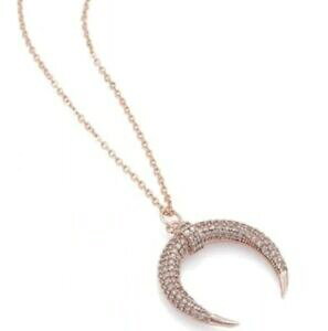 【送料無料】ジュエリー・アクセサリー ローズゴールドクレセントネックレスストラスホワイトセラーcollana mezzaluna in oro rosa con strass bianco venditore regno unito