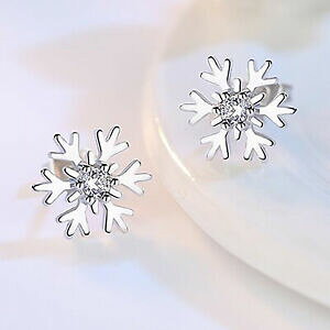 yzWG[EANZT[ Vo[{^COXm[t[NWRjECOorecchini a bottone argento 925 fiocchi di neve con zirconio orecchini