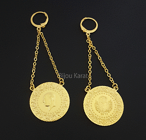 yzWG[EANZT[ QZCbNLyRCCOA[AeBJv}lange ceyrek kupe oro moneta monete orecchini orecchini 22 ayar altin kaplama