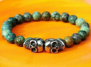 yzWG[EANZT[ ^[RCYuXbgAtJr[YYEBnhChda uomodonna fatto a mano 8mm gemstone con perline teschio braccialeafricano turchese