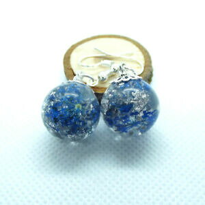 yzWG[EANZT[ I[uCOfiore blu e foglia dargento orecchini orb