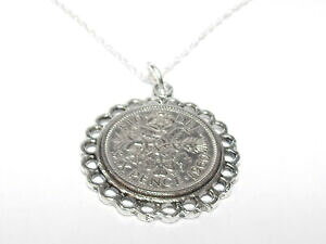 yzWG[EANZT[ tH[`RCVbNXyj[Vy_gvX60th compleanno regalo 1961 fortuna moneta sei penny sottile pendente plus