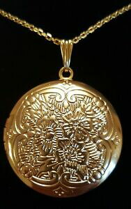 yzWG[EANZT[ OfxS[htBXEh_Iy_glbNXobOgrande vero 18kt gold filled rotondo medaglione pendente con collana borsa