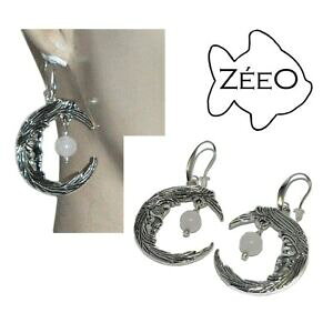 yzWG[EANZT[ [IrW[u[NhI[IWivPA[WFglNH[c[YrW[zeeo bijoux boucles doreilles originales plaque argent lune quartz rose bij