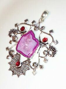 yzWG[EANZT[ A[WOfUCNH[cy_g`F[sorprendente design druzy quarzo ciondolo, catena incluso 12