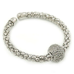 yzWG[EANZT[ Vo[g[W[W[NX^{[tbNXuXbgTCYmaglia tono argento con bracciale flex 18mm crystal balltutte le taglie