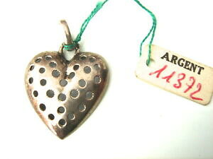 yzWG[EANZT[ Be[WVo[Vo[n[gy_gmolto bel ciondolo cuore in argento vintage 1970 nuovo nuovo old silver a