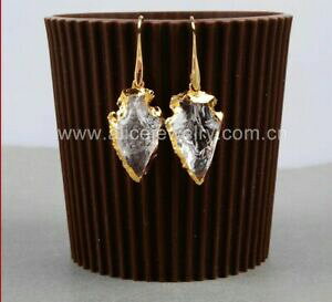 yzWG[EANZT[ {zS[hi`tNANH[cA[wbhWI[hhW[COboho gold natural rough clear quartz arrowhead geode druzy earrings gemstone