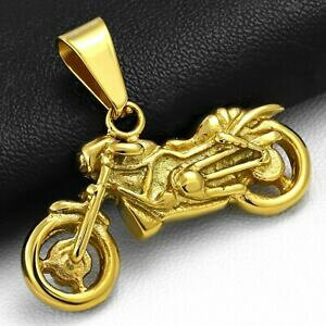 yzWG[EANZT[ S[fXeX`[y_goCNciondolo fascino moto in acciaio inossidabile dorato a