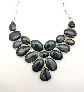 yzWG[EANZT[ i`ubN^CK[ACVo[nhChR[eBOlbNXnera naturale di tigre occhio argento rivestimento fatto a mano collana