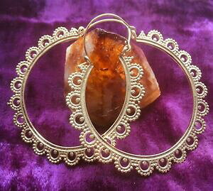 �y���������z�W���G���[�E�A�N�Z�T���[ �t�[�v�C�������O�W�v�V�[�{�zottone extralarge fiore di loto orecchini a cerchio 7cm gypsy, boho, donna regalo