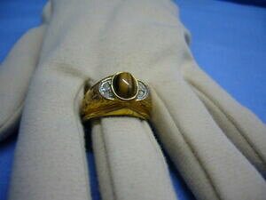 【送料無料】ジュエリー・アクセサリー ハンサムオールドゴールドメッキリングマンリングタイガーズアイbel anziane placcato oro anello uomo anello occhio di tigre 15a