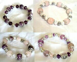 yzWG[EANZT[ [YNH[cAWXgtIeXgb`uXbgbLgemstone bracciale con quarzo rosaametistafluorite stretch placcato in argento