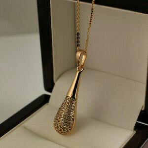 �y���������z�W���G���[�E�A�N�Z�T���[ ���C�g�h���b�v�y���_���g�l�b�N���X�`�F�[���C�G���[�S�[���h18ct oro giallo riempito dacqua goccia chiaro cz ciondolo collana catena 18 n35