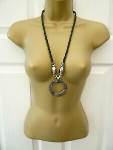 yzWG[EANZT[ Vo[ubNQbNcCXg[veNX`lbNXy_gT[Nsilver nero wicca lagenlook grassetto contorto corda trama grossa collana con pen