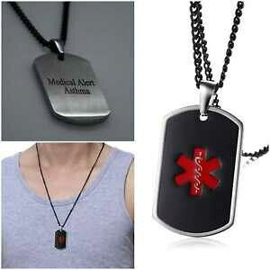 yzWG[EANZT[ lbNXXeX`F[asma asmatico medical alert collana catena in acciaio inox cordolo dog tag