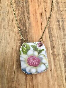 yzWG[EANZT[ Be[W{[`Cit[sNy_gvintage bone china rosa a fiori ciondolo