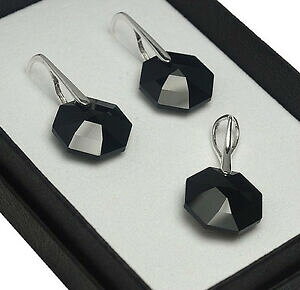 yzWG[EANZT[ Vo[COZbgIb^SXtXL[NX^R925 orecchini argentoset jet 14 mm ottagono cristalli di swarovski R