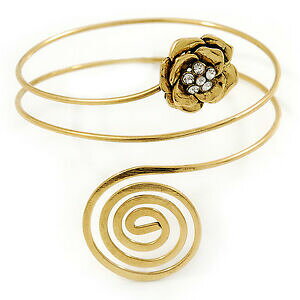 yzWG[EANZT[ S[hg[NX^t[X[A[T[NuXbguXbggold tone fiore di cristallo e swirl cerchio braccio, bracciale bracciale 27cm l