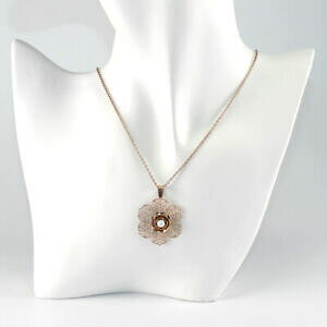 yzWG[EANZT[ XeXX`[t[p[lbNX[YS[hJ[collana fiore e perla in acciaio inox, rose oro colore, 45cm