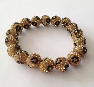 yzWG[EANZT[ Ip[hvguXbgfBXNNX^`FRr[Ystampa leopardo elasticizzato braccialetto 16 x14mm disco perline cristallocecaregno unito