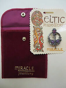 yzWG[EANZT[ PgfUC^u[`p[vAWXgXg[YAeB[Ns[^[celtic design tara brooch with 3 purple amethyst stones antiqued pewter