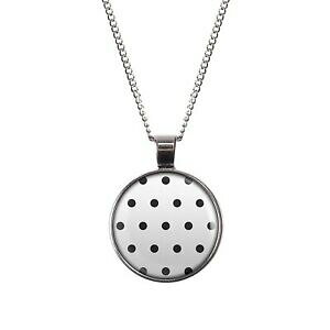 yzWG[EANZT[ hbghbg}C[lbNXmylery collana con motivo polka dots punti puntini bianco nero argento o