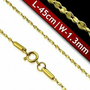 yzWG[EANZT[ bV`F[S[fXeXX`[45cm x 13mm catena da maglie ovali attorcigliati in acciaio inox dorato con p