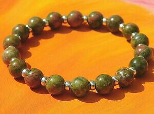 yzWG[EANZT[ YfB[XVo[uXbgi`EiJCgWXp[mens ladies 8mm handmade gemstone amp; silver bracelet natural unakite jasper